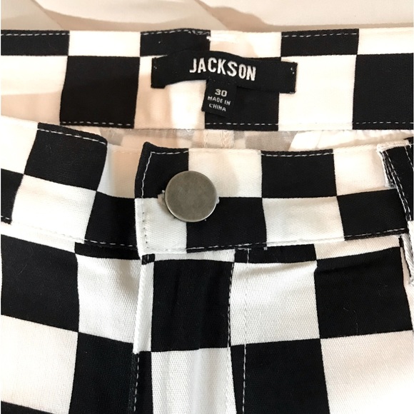 Jackson men’s black and white “checkered flag” pants. Size 30. - Picture 4 of 5